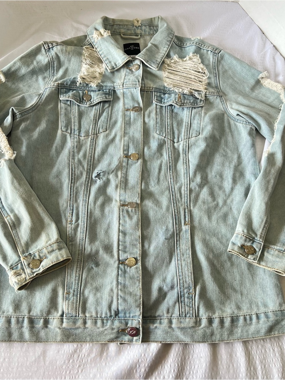 Distressed Light Blue Denim Jacket - One 5 One